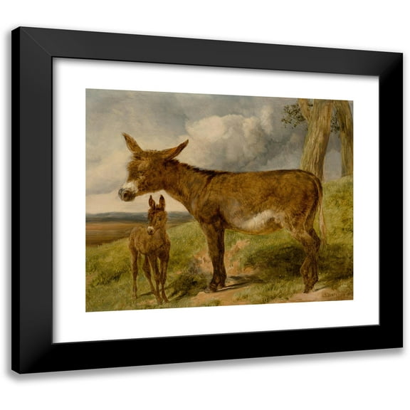 John Frederick Herring Snr. 14x12 Black Modern Framed Museum Art Print Titled - Donkeys (1852)