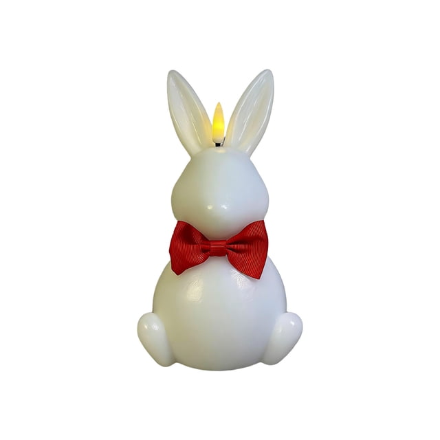 White Easter Bunny Candle Lamp Bullet Shaped Paraffin Electronic Flameless Candle Decoration For Holiday Decor Plastic