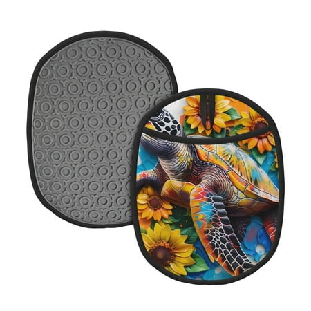 

Naloa Sunflower Turtle Silicone Pot Holders Oven Mitts Heat Resistant Hot Pads Non Slip Pot Holder for Kitchen Baking and Cooking 9.4 x 7.5 Inches