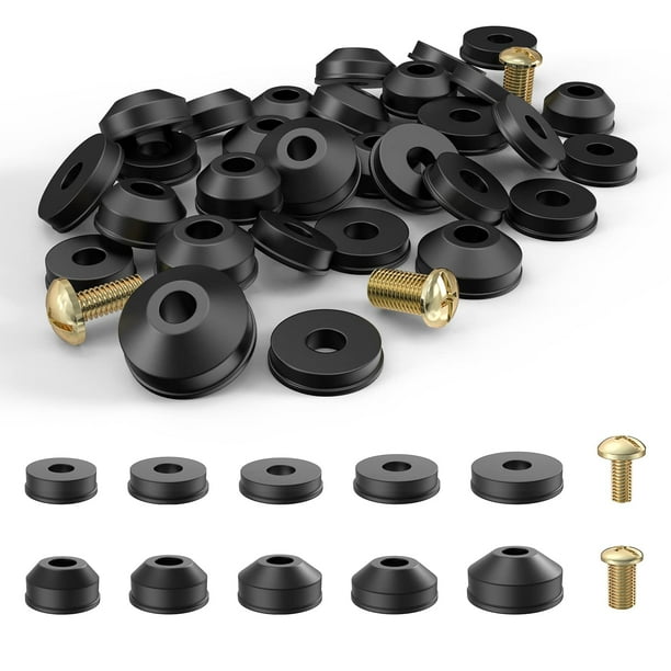 Arandelas para grifo, paquete de 58 arandelas para grifo de goma planas y biseladas y tornillos de babero de latón, kit de repuesto surtido para reparación