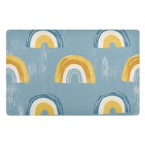 Yayeee Doormat for Indoor Entrance 32" x 20" Non Slippery Floor Rug, Light Blue Rainbow