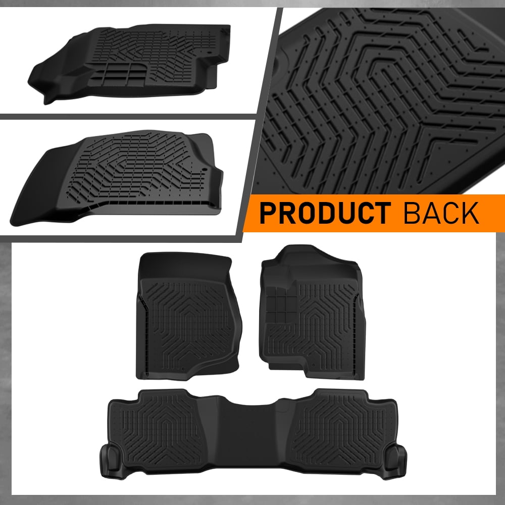 3Pcs Floor Mats TPE All Weather Full Cover Protection Black Fit for 2007-2013 Chevy Silverado/2007-2014 GMC Sierra 1500