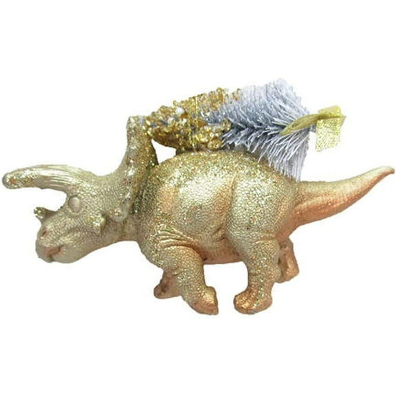 December Diamonds 79-81484 Gold Triceratops Dinosaur Resin Ornament 5.75 Inches