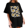 thumbnail image 1 of Faldas Cortas para Mujeres, Impresión de Flores Casual Oversized Camiseta de Manga Corta Top Hecho de 95% Poliéster 5% Spandex para Primavera Verano, Falda Corta de Verano, 1 of 7
