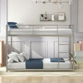 thumbnail image 2 of Metal Bunk Bed with Ladder and Full-Length Guardrail, Twin over Twin Bunk Bed Frame Heavy Duty Low Bunk Bed with Under Bed Storage Suitable for Teens Adults, Space-Saving No Box Spring Needed, Silver, 2 of 6