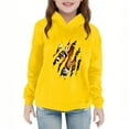 thumbnail image 2 of fnnxnal Little Girls 6T Yellow Hoodie - Tiger Claw Print Playful Kids Hooded Sweatshirt, Durable for Active Play, Easy Care, 2 of 5
