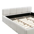 thumbnail image 6 of Christopher Knight Home 92.5" California King Size Bed Frame, Thick Headboard Footboard, Block Style, White Boucle Upholstery, 6 of 11