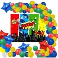 thumbnail image 1 of Superhero Balloon Arch Garland Kit 109 Latex Blue Green Yellow Red Balloons Set with 16ft Balloon Strip Tape, 2 Pieces Tool for Engagements Birthday Graduations Superhero Themed Party Decor, 1 of 4