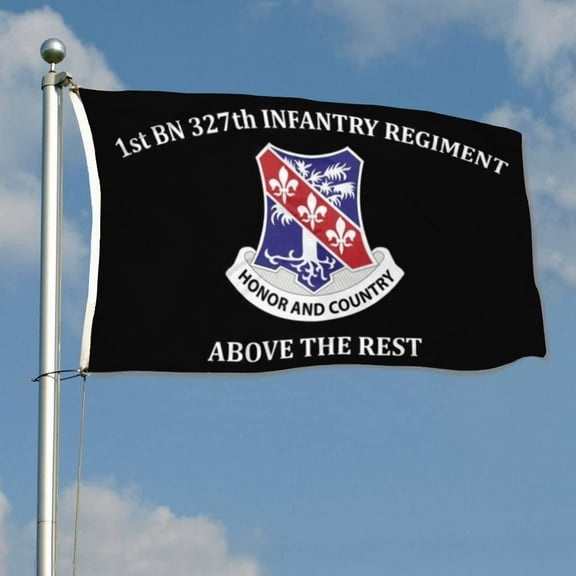 mokarier 1st BN 327th Infantry Regiment Flag Above the rest Flag Banner Outdoor Indoor Decoration Flag 3x5Feet Double Stitched Polyester with Brass Grommets