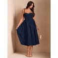 thumbnail image 5 of Blue Spaghetti Strap Sweetheart Neck Fit & Flare Midi Dress, 5 of 30