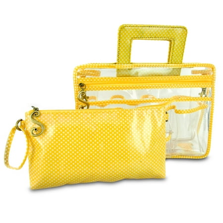 Switch It Large Handbag Organizer (Yellow Polka Dot)- XSDP -IN5SVYES08 - The Switch It by Nan Large Handbag Organizer is a see-through carry-all you can place in any large handbag. The clear mult