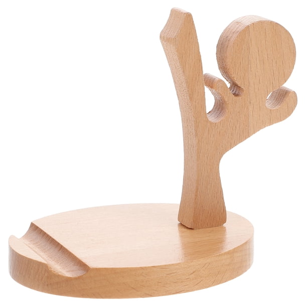 Soporte de madera para teléfono móvil, soporte creativo de escritorio para teléfono, soporte para teléfono para el hogar.