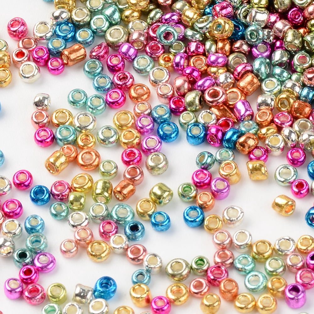 12/0 Plated Glass Seed Beads Round Hole Round Mixed Color 12/0 2~2.5x1.5~2mm Hole: 0.8mm about 450g/bag