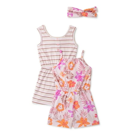 

Forever Me Toddler Girls Printed Yummy Rompers with Headband 2-Pack Sizes 2T-4T