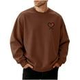 thumbnail image 2 of VBTAPA Mens Valentines Day Sweatshirt Heart Graphic Printed Long Sleeve Crewneck Pullover Tops Funny Valentines Shirts Coffee M, 2 of 6
