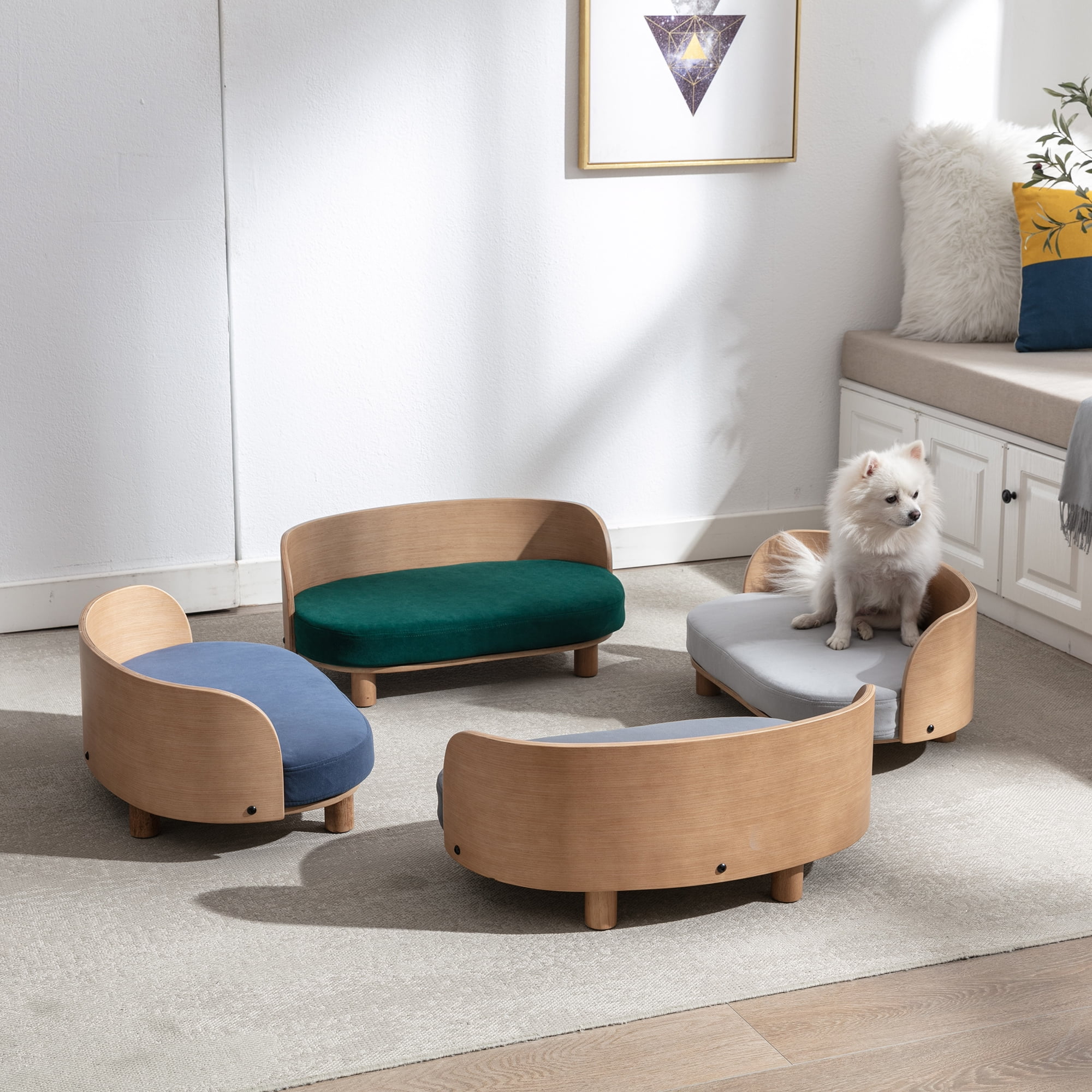 Pefilos 26" Pet Sofa Dog Bed with Removable Cushion and Wood Style Leg for Dog and Cat, Dark Gray Pefilos 26" Pet Sofa Dog Bed with Removable Cushion and Wood Style Leg for Dog and Cat, Dark Gray
