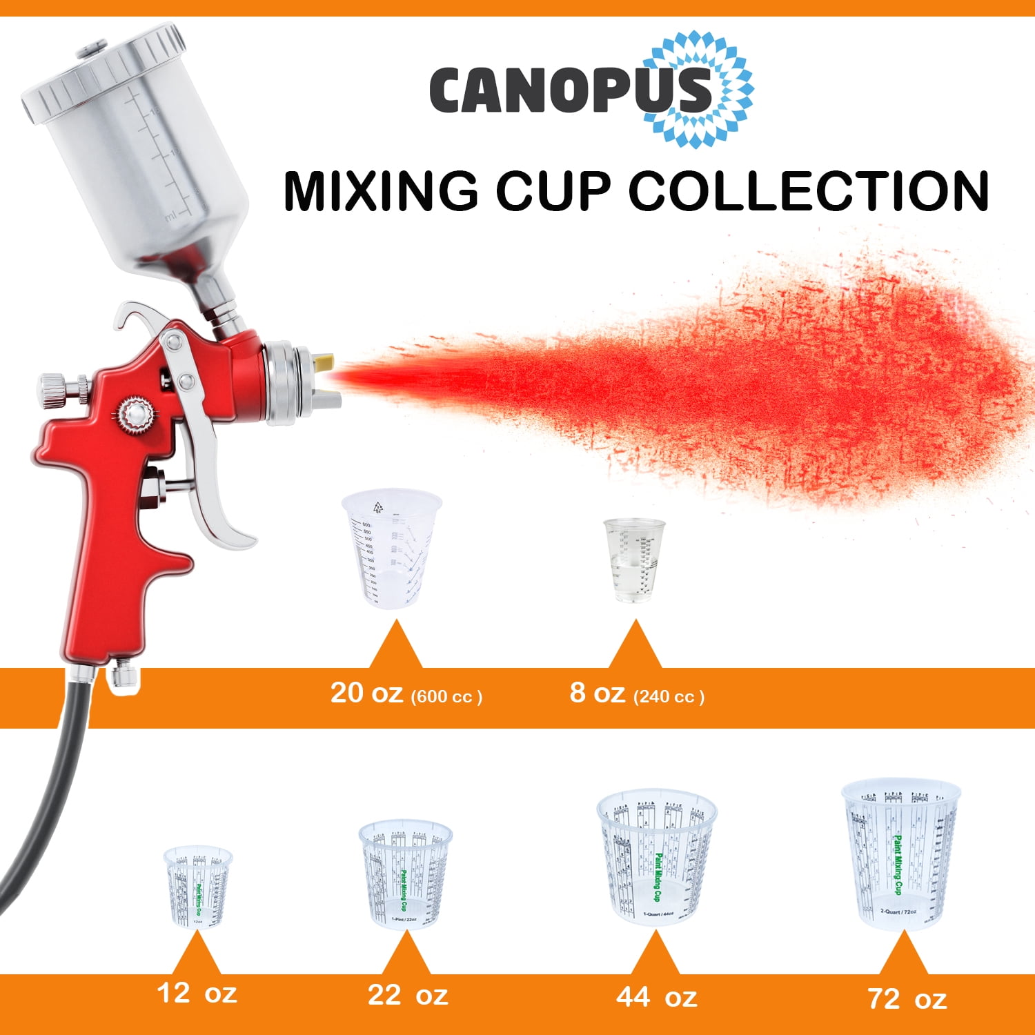 Canopus Paint Mixing Cups, Pack of 12 Cups with 3 Lids, 44-fl oz, Solvent Resistant, Reusable Clear Plastic Cups for Paint, Epox