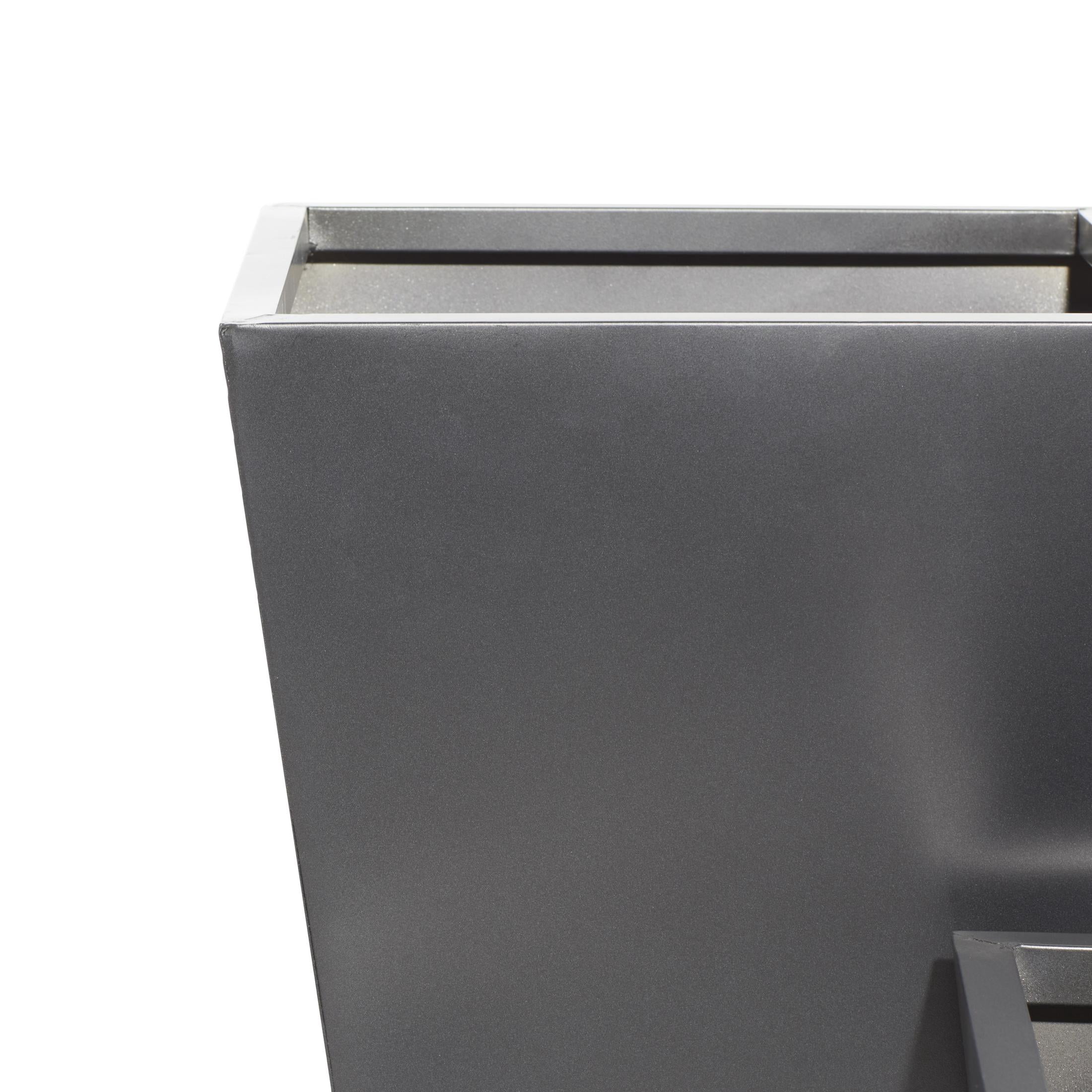 DecMode 17", 21", 25"H Light Weight Dark Gray Metal Geometric Planter with Tapered Base (3 Count)