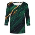 thumbnail image 4 of Hauts pour Femmes Chic Décontracté Mode pour Femmes T-shirt Ample Imprimé Blouse à Manches 3/4 Col Rond Hauts Décontractés Blouse pour Femmes en Liquidation, 4 of 4