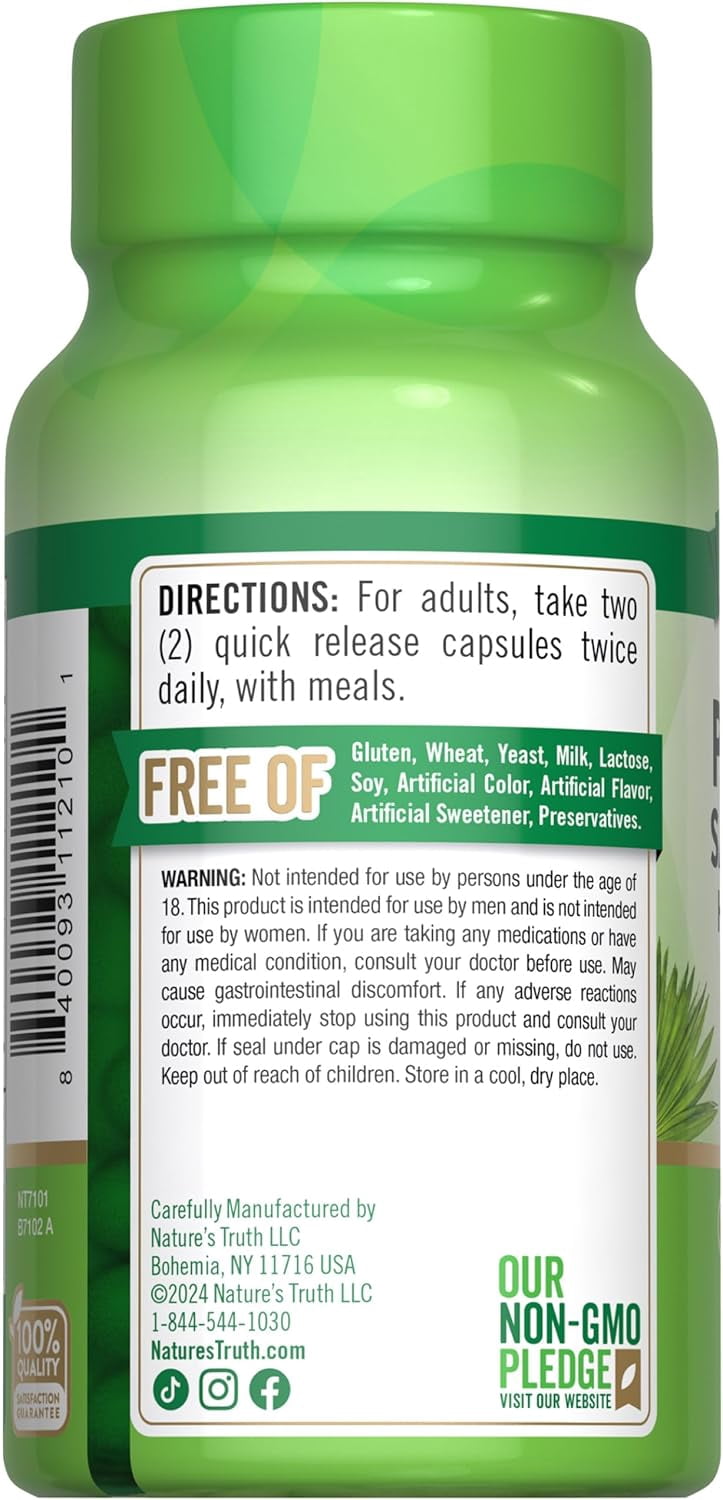 Prostate Support Supplement | With Saw Palmetto | 60 Capsules | For Men | by Nature's Truth
