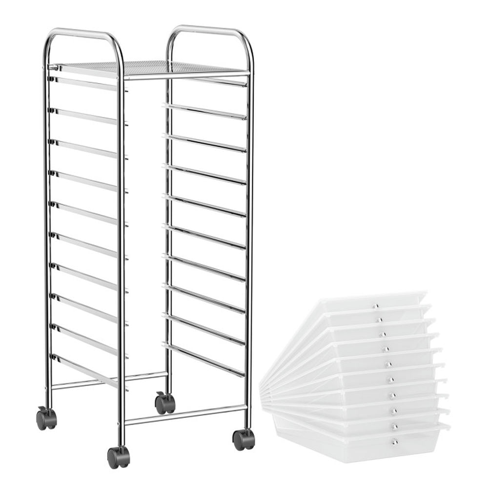 Spaco 10 Drawer Rolling Storage Cart Organizer with 4 Universal Casters-Clear, Craft Organizers and Storage, Multipurpose Organizer Cart for Home, Office, School