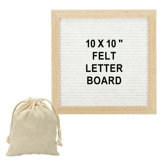 Uxcell Felt Letter Board, 10x10" White Wood Message Board, Black Letter