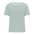 thumbnail image 1 of Timegard Hauts pour Femmes à Rayures Épaules Tombantes Manches Courtes T-Shirts Basiques Décontractés Col Rond Haut Confortable, 1 of 4