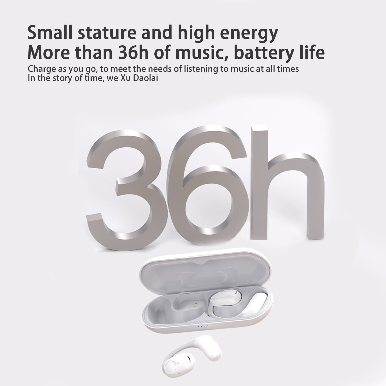 Open Ear Clip Wireless Earbuds Bluetooth 5.4, Lightweight Comfort Sports Bone Conduction Headphones Built-in Mic for Clear Audio, Stable Fit Earphones 24H Play(White)