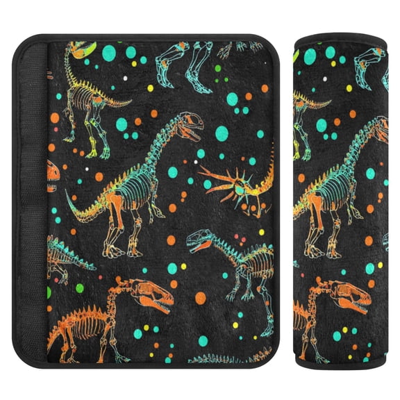 ALAZA Cartoon Dinosaur Car Seat Belt Adjuster Neck Covers Shoulder Cushions Pads S