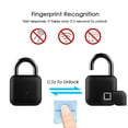 thumbnail image 3 of Smart Fingerprint Padlock 300mAh Rechargeable Keyless 10 Sets Fingerprints IP65 Waterproof -Theft Padlock Door Luggage Case Outdoor (Black), 3 of 7