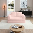 thumbnail image 7 of 2-In-1 Folding Convertible Sofa Bed, Modern Corduroy Sleeper Couch with 2*Pillows, Futon Modular Upholstered Boneless Sofa Set with Pull-Out Bed, Folding Floor Modular Couch for Living Room (Pink), 7 of 7