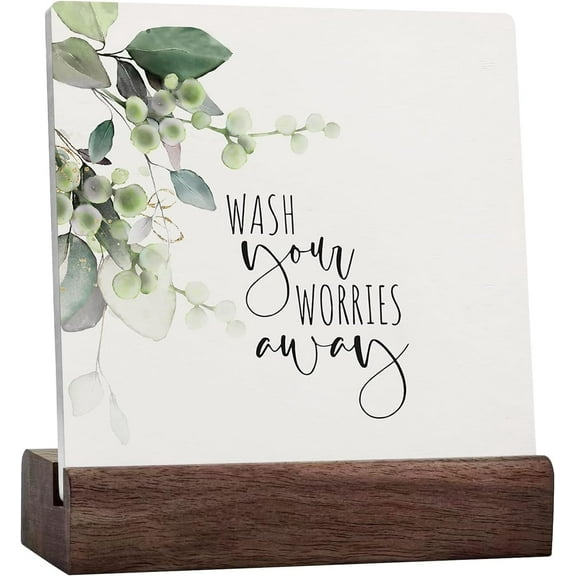 Bathroom Signs Decor,Bathroom Decor Signs,Bathroom Ceramic Table Signs For Home Decor,Wash Your Worries Away Sign Bathroom Desk Decor Sign