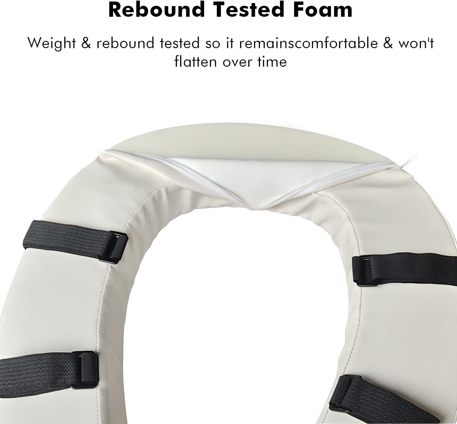 FEIYONG U-Shape soft toilet seat cushion, 2-inch high-density foam, waterproof PU fabric. Hook&loop anti-slip design, fits most toilets, elegant beige.