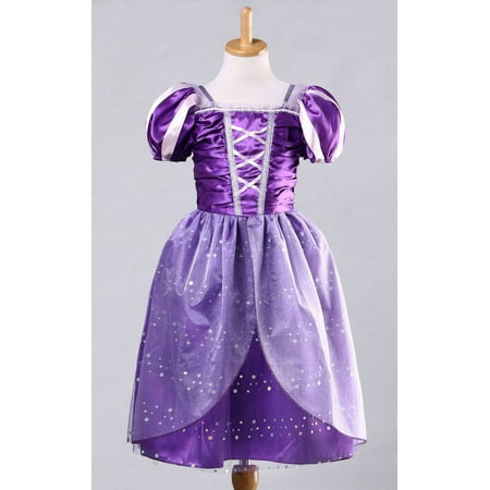 Kids Girls Little Princess Fairytale Cosplay Costume Party Fancy Purple Dress 3-8T
