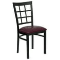 thumbnail image 2 of Emma + Oliver Black Window Back Metal Restaurant Chair - Burgundy Vinyl Seat, 2 of 11