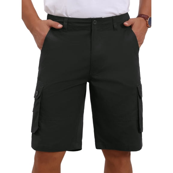 INSPIRE CHIC Men's Multi-Pockets Cotton Casual Camping Fishing Cargo Shorts 30 Black