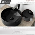 thumbnail image 3 of Stylish Vessel 16" Black Round Porcelain Bathroom Sink P-228N, 3 of 8