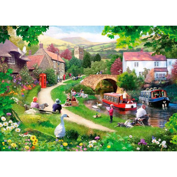 Cuadros Decorativos (DE8890) 5D DIY cuadrado diamante pintura Relax Village Life punto de cruz 20X30cm Tmvgtek embutido en tela