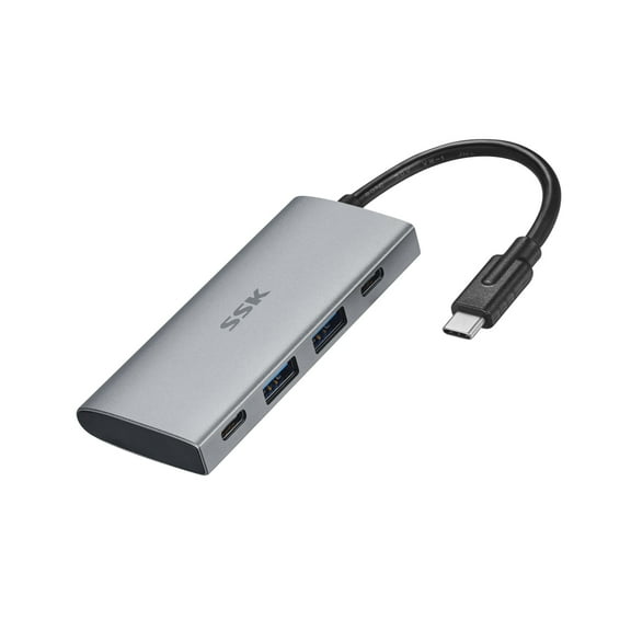 SSK USB C 10Gbps Hub, 4 Ports SuperSpeed USB 10Gbps Type C Multiport Adapter with 2 USB C 2 USB A 3.2 Gen2 10Gbps Ports,USB C Dock for MacBook/Pro/Air/ and More Type C Devices