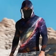 thumbnail image 1 of Ceisia Galaxy Print Hooded Top Men's Slim Fit Long Sleeve UV Protective Face Mask Shirt Gray S Gifts, 1 of 5