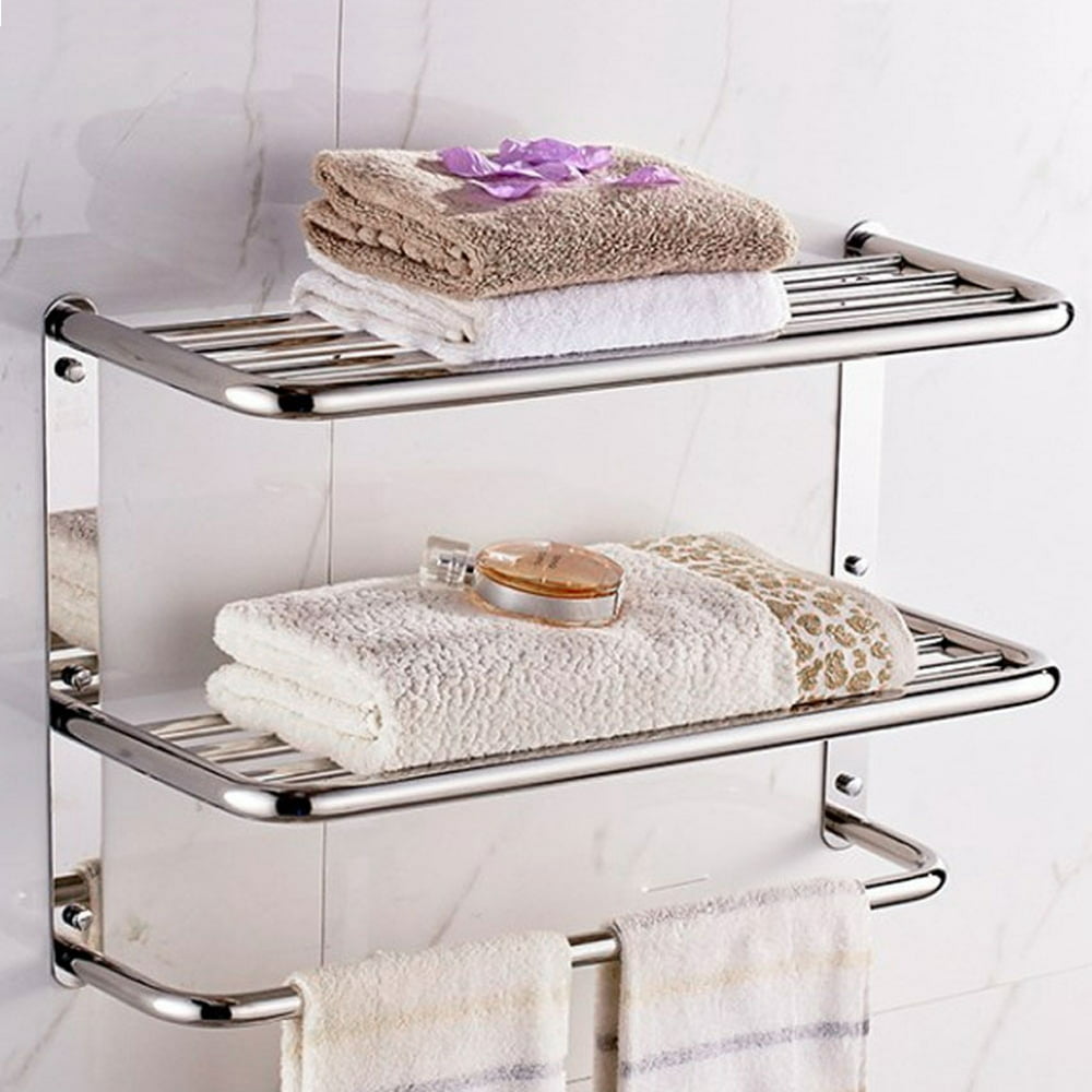 LYUMO Towel Rack,Bathroom Shelf 3‑Tier Wall Mounting Rack with Towel Bars for Toilet Kitchen