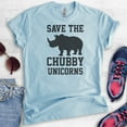 thumbnail image 2 of Save The Chubby Unicorns T-shirt, Unisex Women's Men's Shirt, Funny Unicorn T-shirt, Rhinoceros Tee, Heather Light Blue, XX-Large, 2 of 6