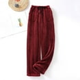 thumbnail image 2 of Womens Pajama Pants Drawstring Lounge Pants for Women Red Pants Women with Pockets Warm Pants for Women, 2 of 3