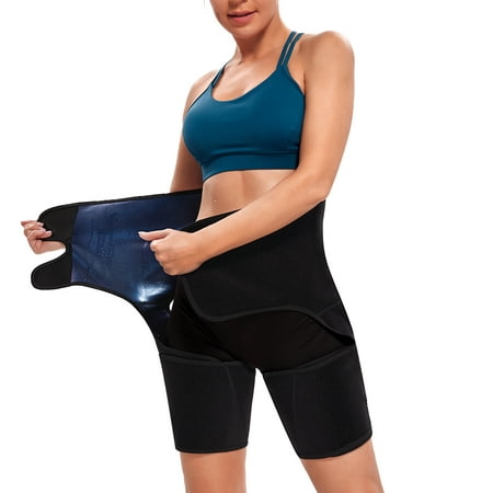 

KUMAYES Women s 4 in 1 Waist Trainer Belt Workout Sauna Sweat Waist Tummy Thigh Trimmer Back Support Butt Lifter