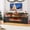 Black, variant on ChVans Fireplace TV Stand for TVs up to 80" with 36" Electric Fireplace, Farmhouse Entertainment Center with LED, Wooden Media Console for Living Room, Bedroom