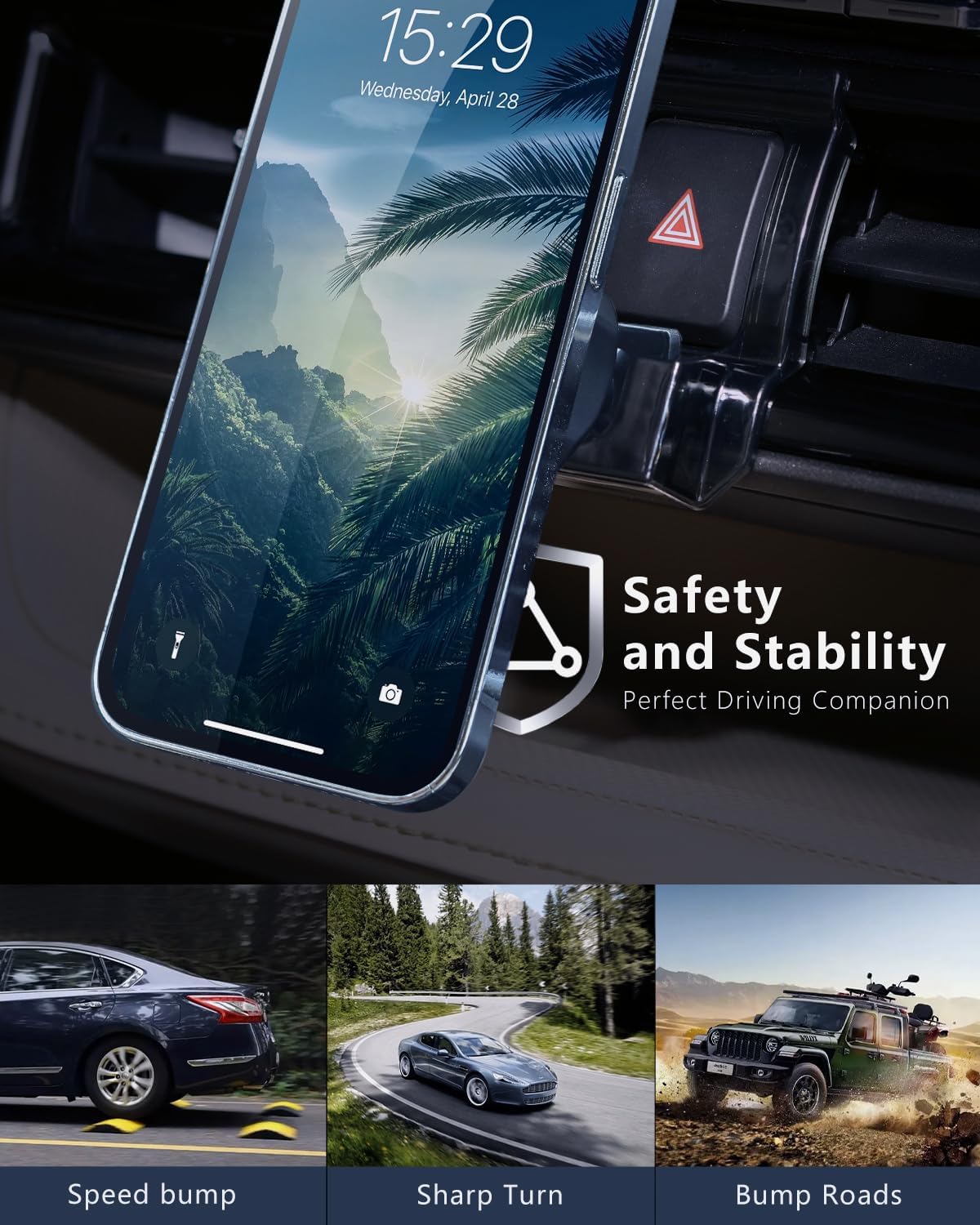 Phone Holder for Toyota Highlander 2020-2025,Car Phone Mount for Highlander 2020-2025 (NOT for Grand Highlander),Strong Magnetic Custom Fit for iPhone Mag Safe Case,Android Phones