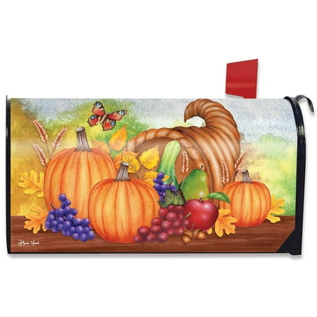 horn of plenty fall mailbox cover thanksgiving autumn pumpkins fruit