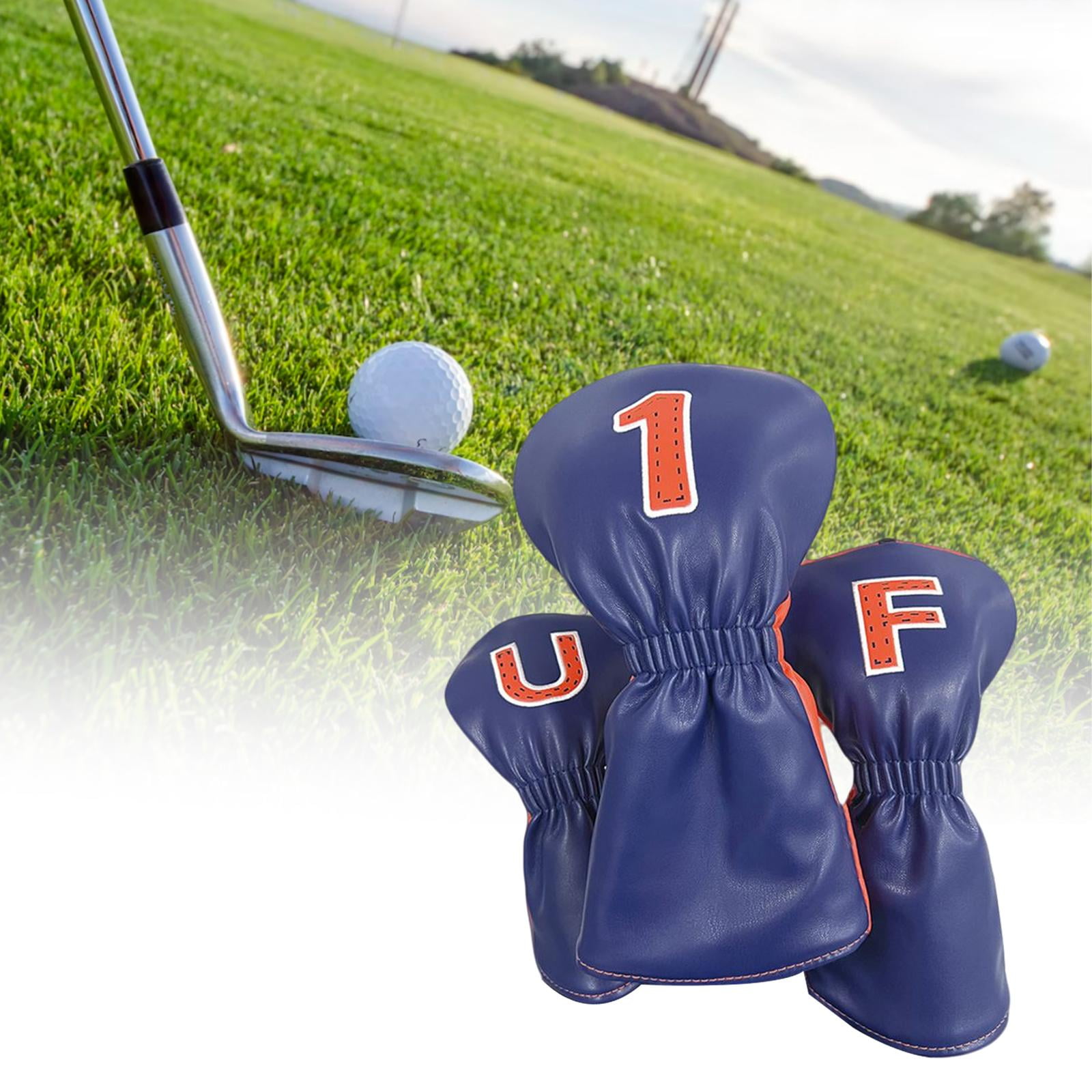 3 Pieces Universal Golf Club Headcover, for Driver Fairway Woods and  Hybrid, Long Sleeves Wooden Head Covers Golf Accessories for Men and Women  , Blue