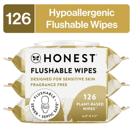 The Honest Company Flushable Wipes, Plant-Based, 126 Count, Gilded Wings