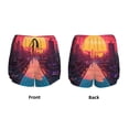 thumbnail image 3 of Balery Neon Sunset Cyberpunk Cityscape Pantalones cortos deportivos para mujer con forro y dos bolsillos, elásticos, para entrenamiento, gimnasio, yoga-Large, 3 of 7